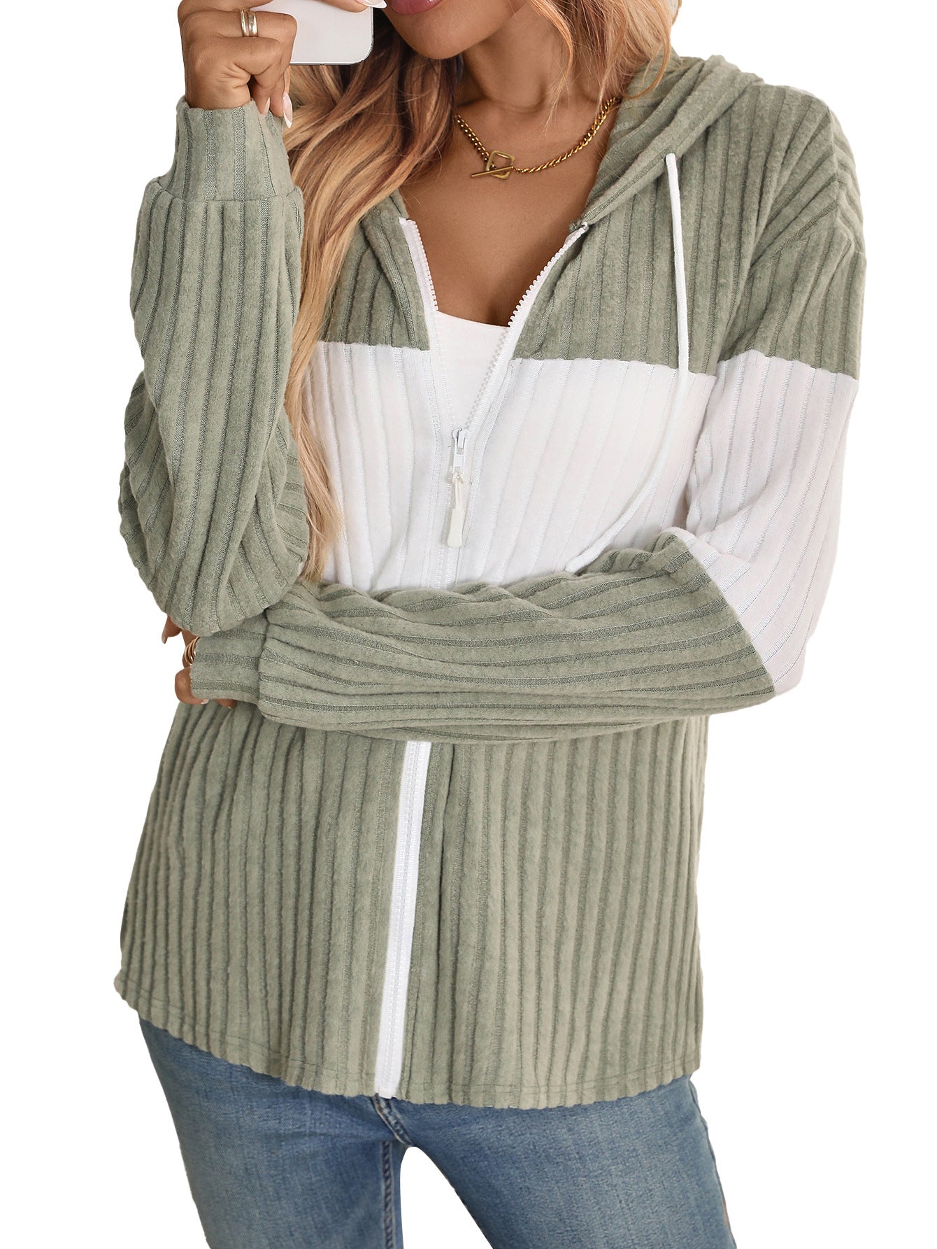 Cardigan à manches longues zippé, tendance