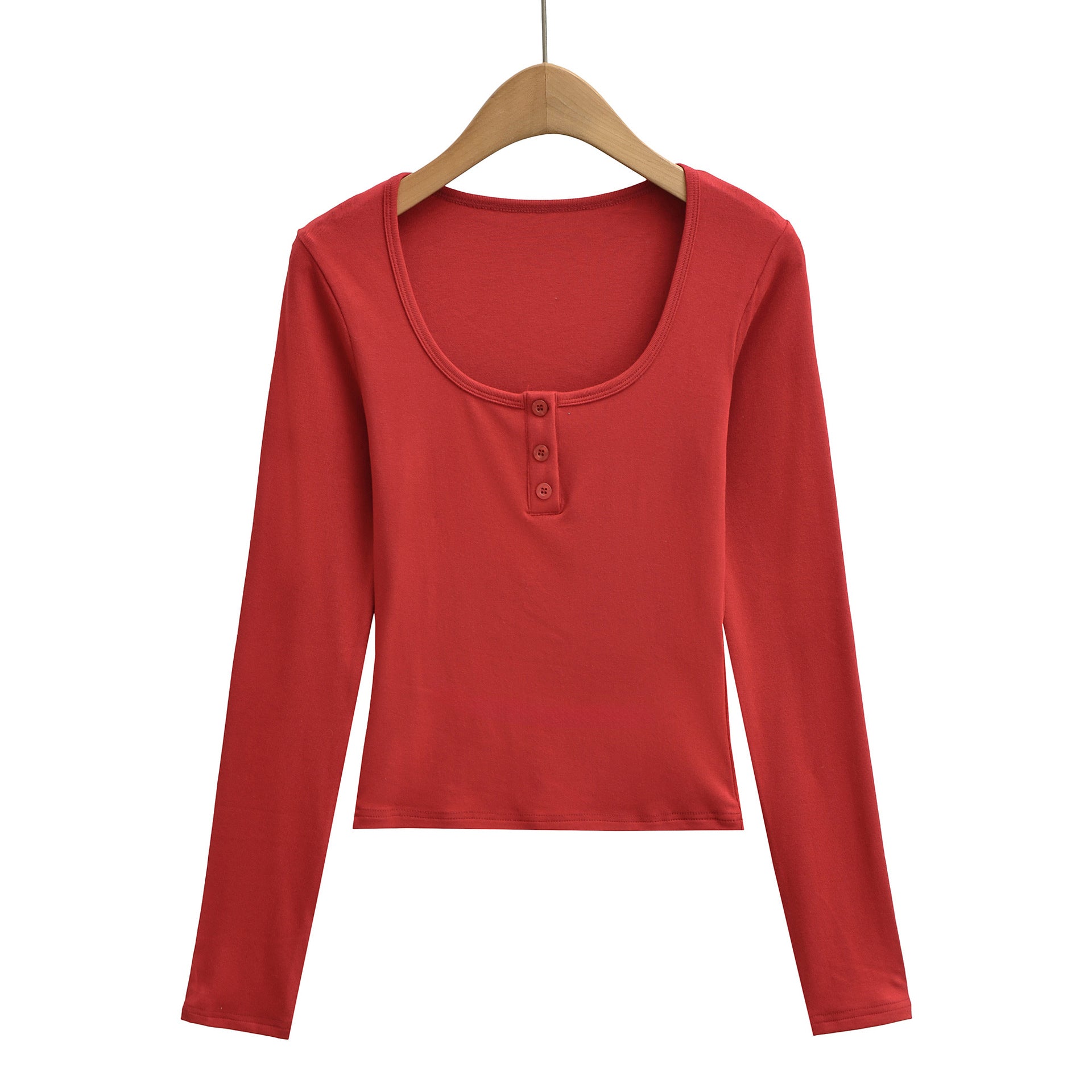 haut à manches longues, coupe ajustée, col carré