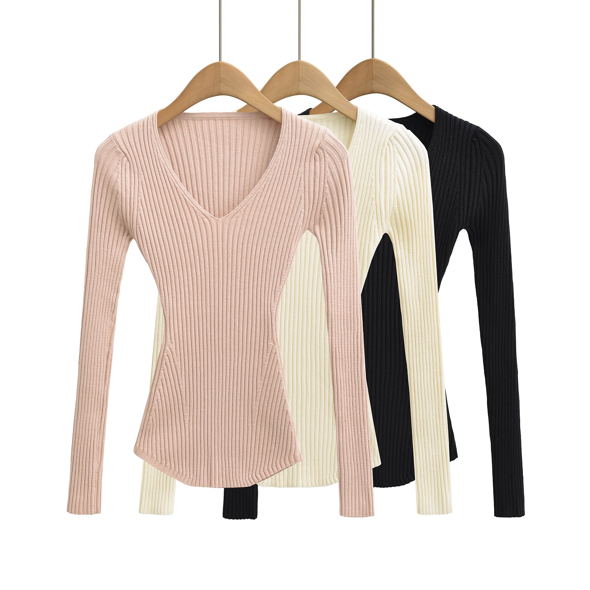 Haut à col en V ajusté et amincissant