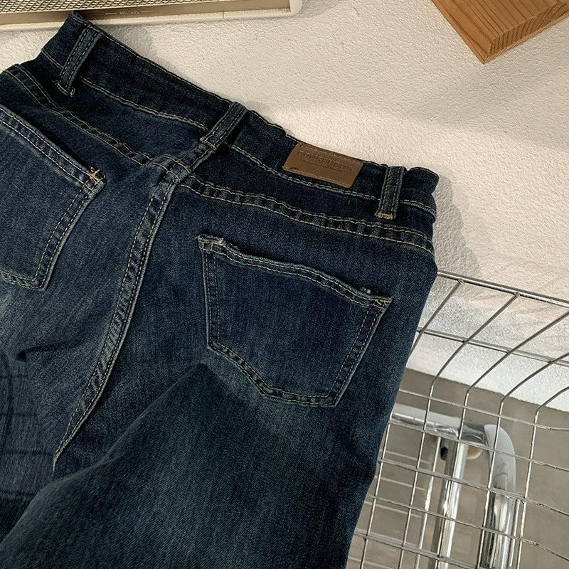 Jean droit style vintage, coupe slim