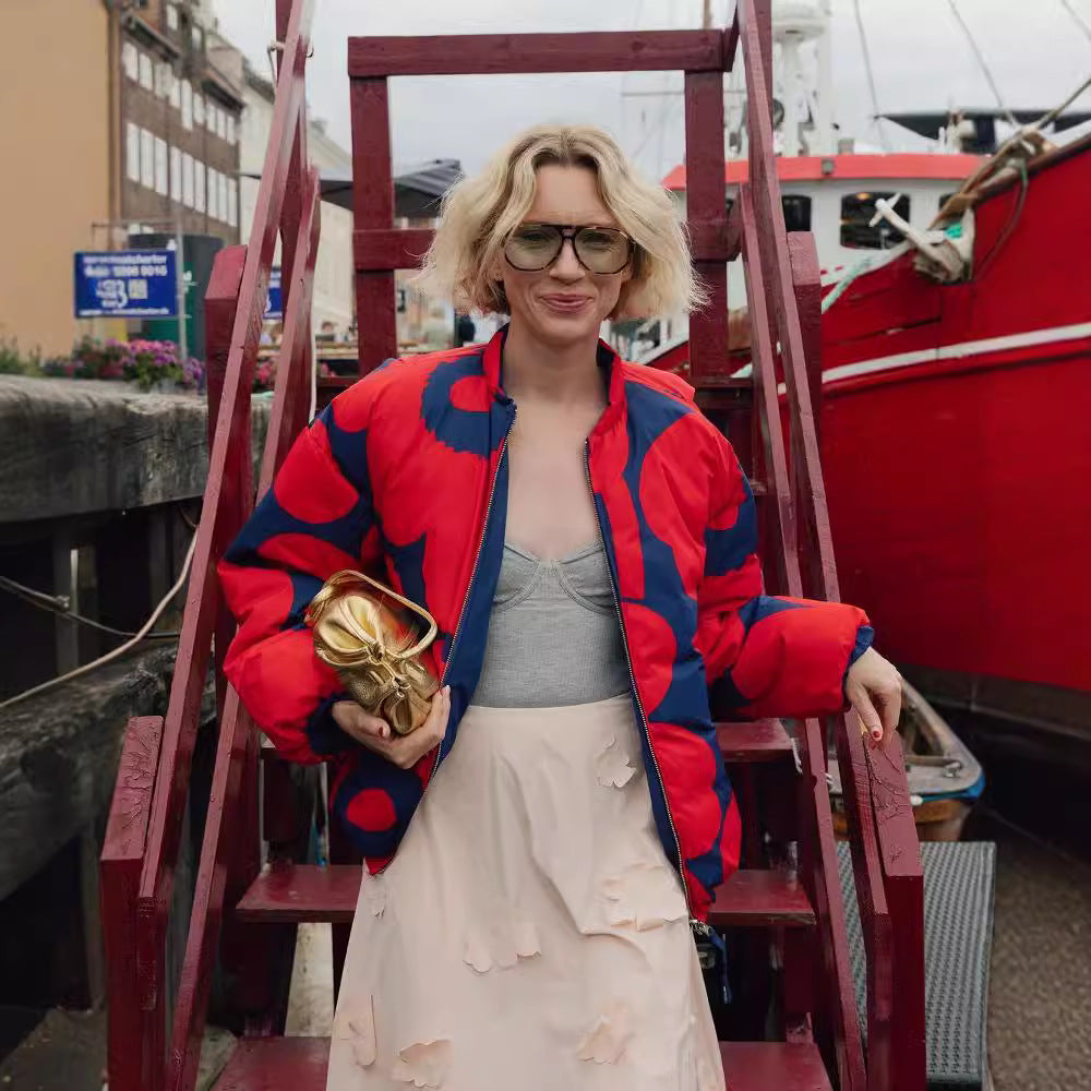 doudoune à col montant, veste en coton imprimé