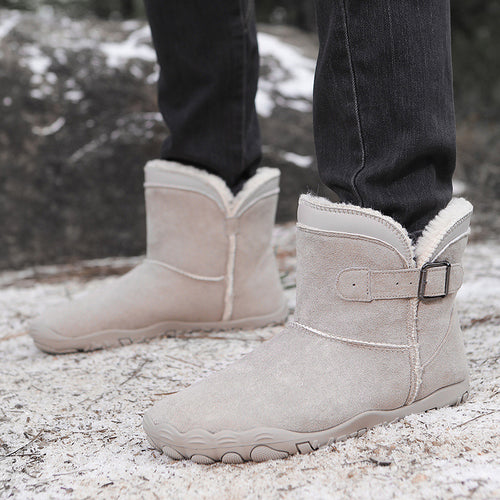 Bottes d'hiver montantes en daim doublées en peluche