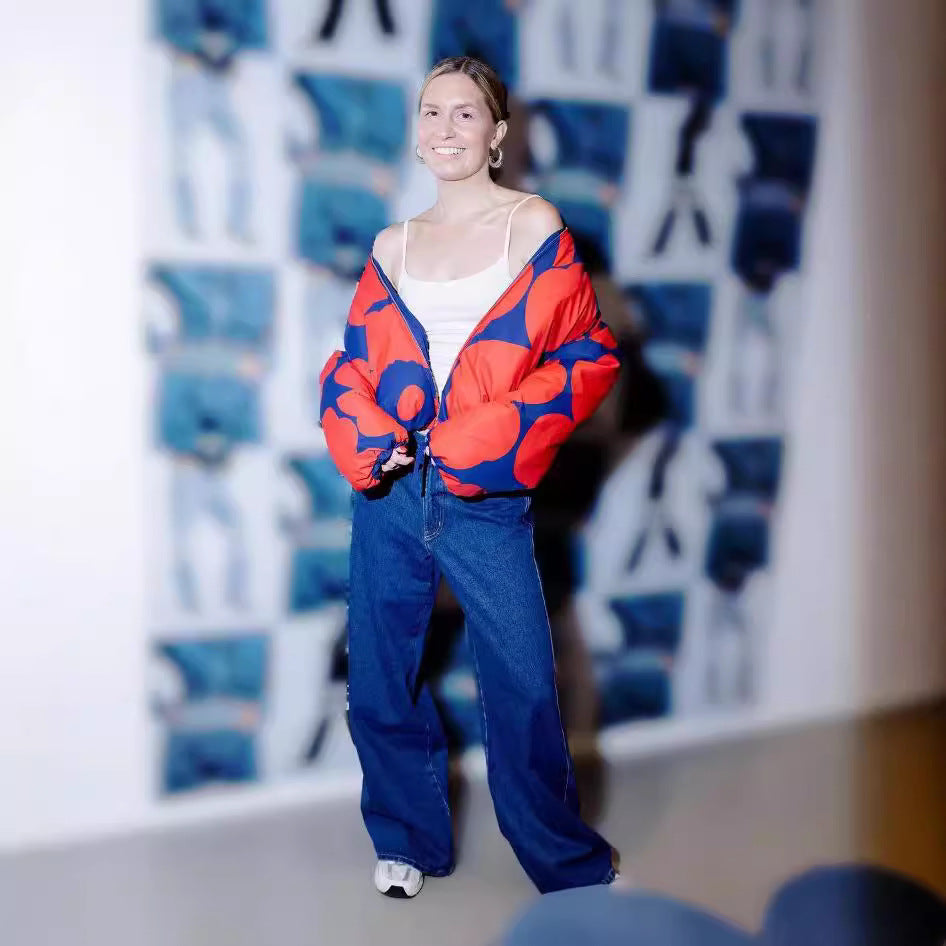 doudoune à col montant, veste en coton imprimé