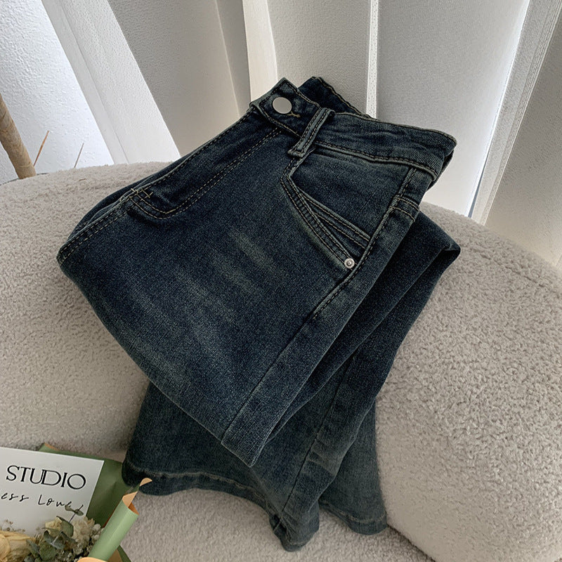 Jean évasé style rétro, taille haute, élastique et amincissant