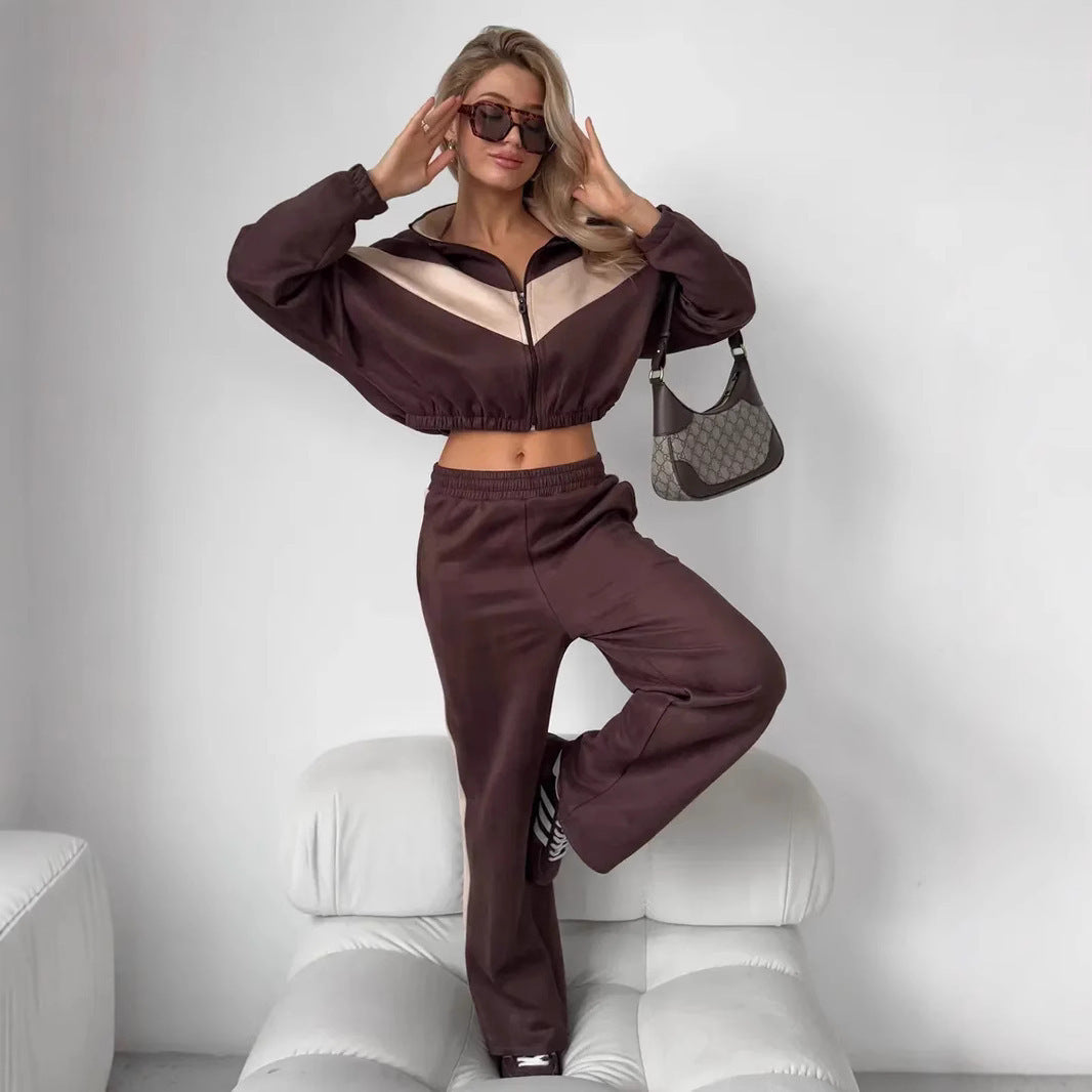 Ensemble deux pièces : veste zippée à manches longues et pantalon long élastique