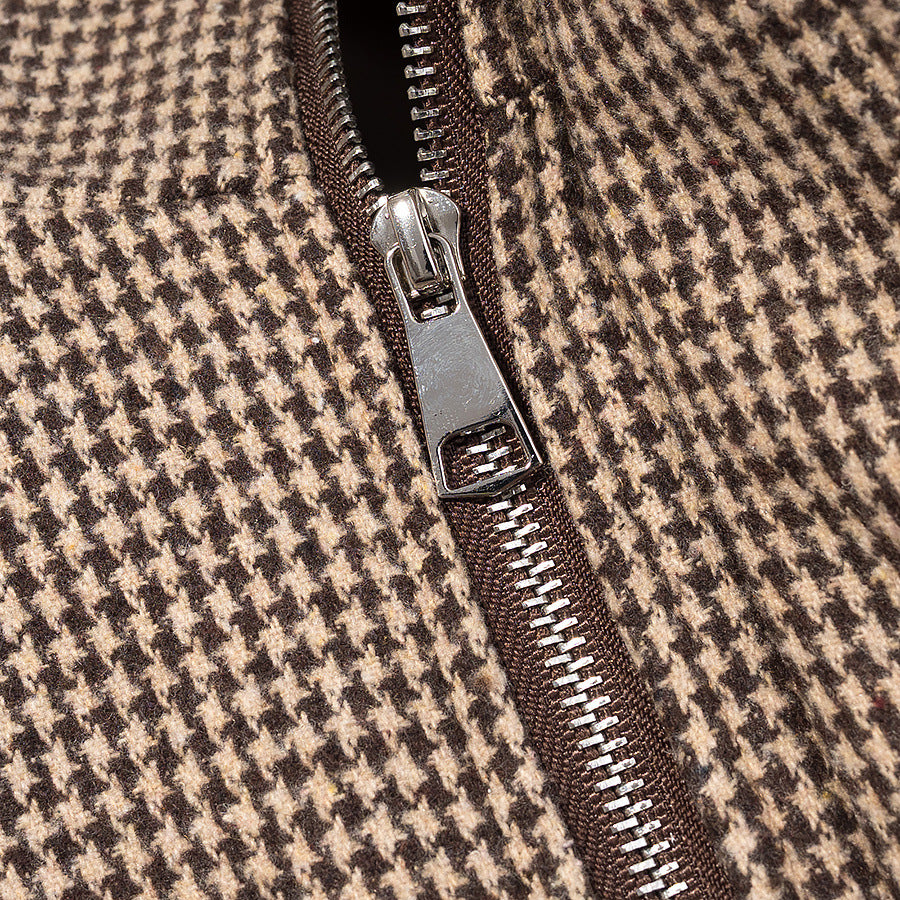 Veste femme à carreaux, fermeture éclair, col montant