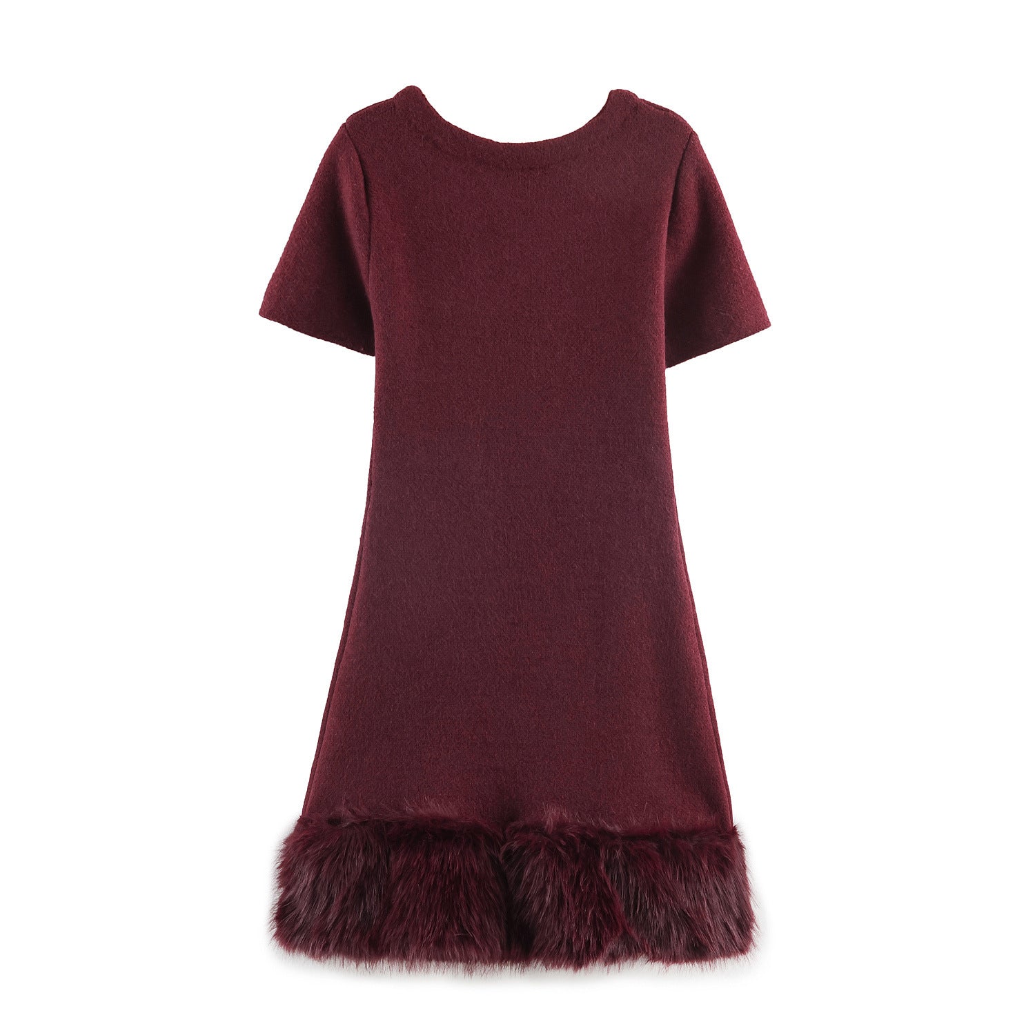 Robe tricotée patchwork en fausse fourrure