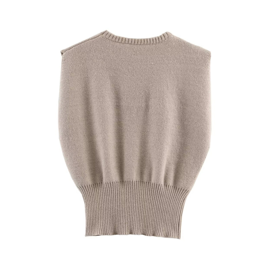 Gilet tricoté sans manches à col rond, nouvelle collection