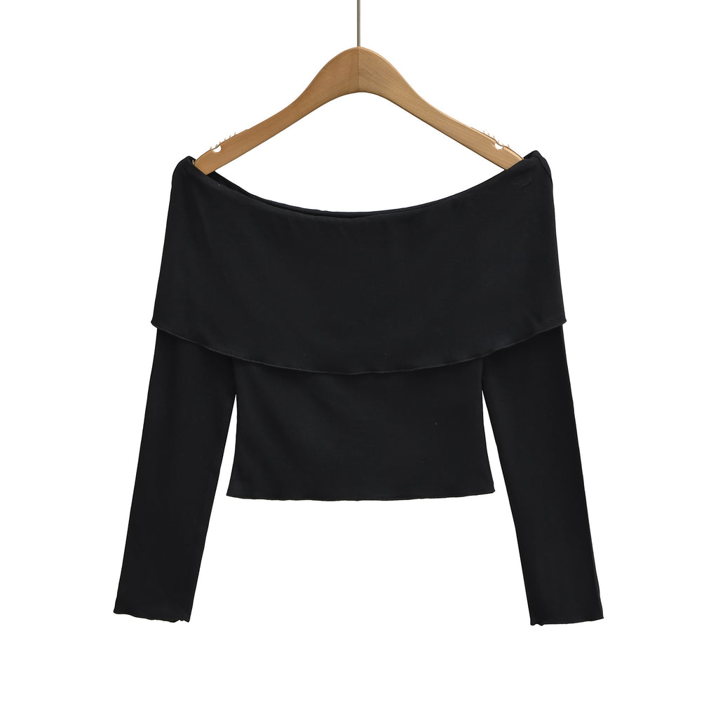 T-shirt court à manches longues asymétrique