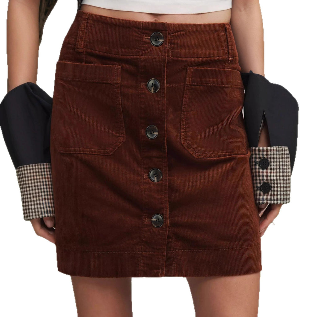 Jupe courte moulante à simple boutonnage