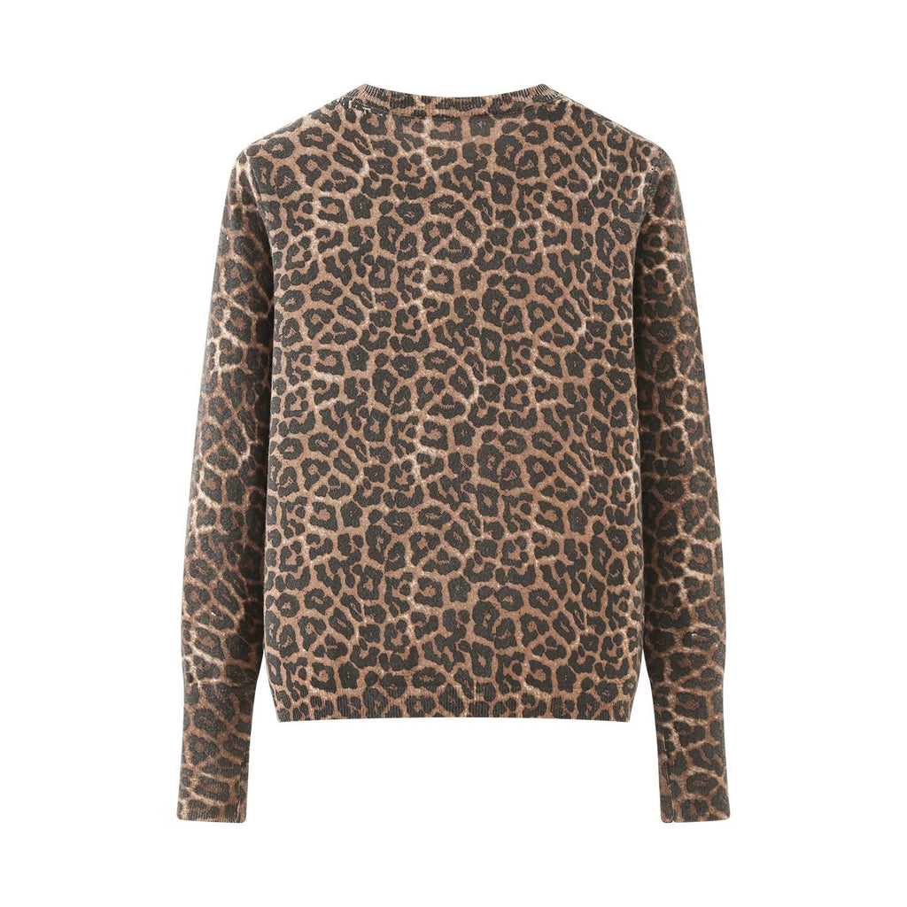 cardigan en maille à manches longues et imprimé léopard