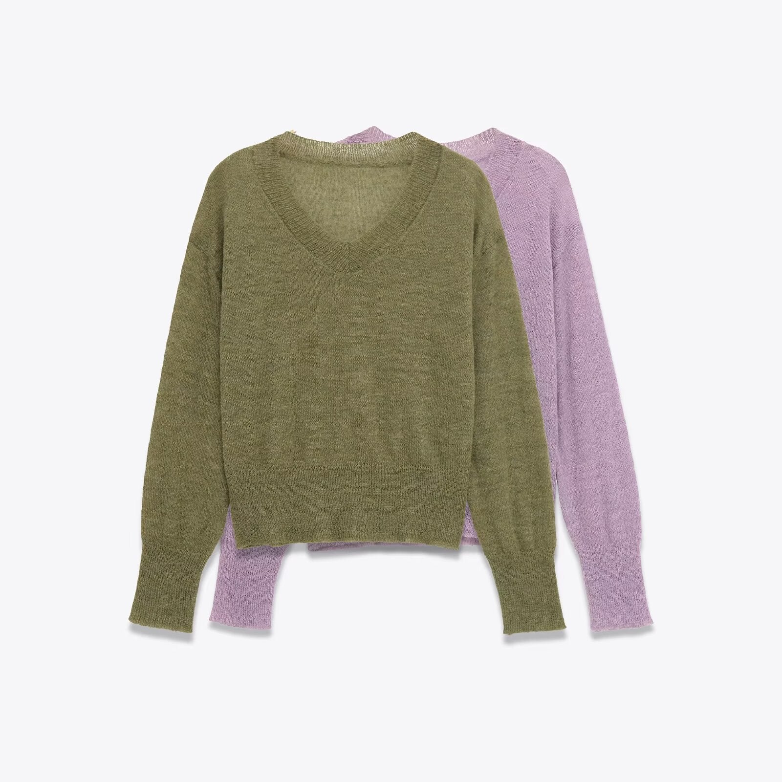 Pull tricoté à effet de décoloration simple