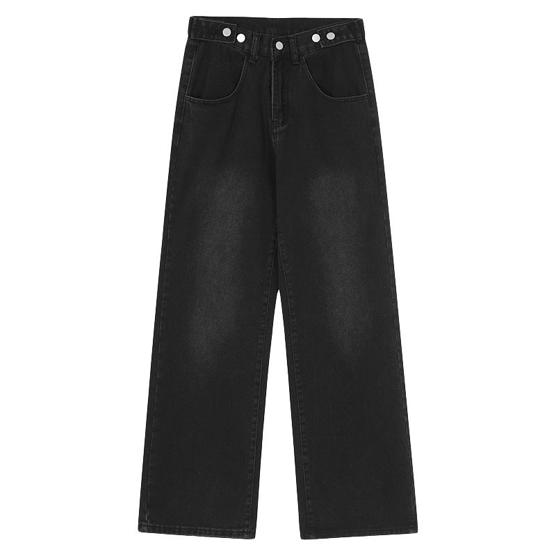 Jean délavé, coupe droite et ample, style streetwear