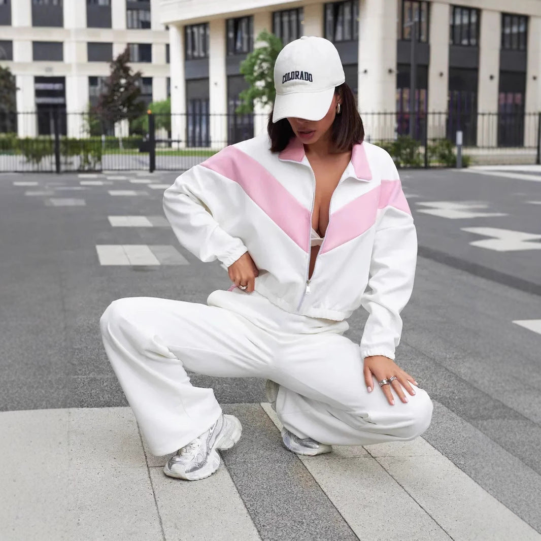 Ensemble deux pièces : veste zippée à manches longues et pantalon long élastique