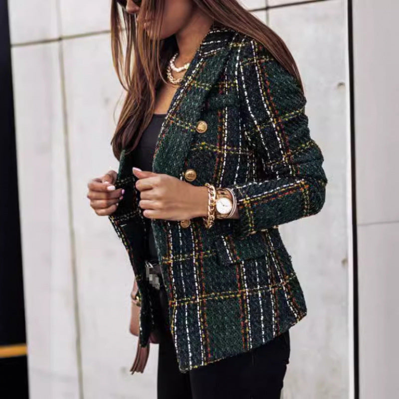 Veste blazer imprimée à manches longues et revers croisés