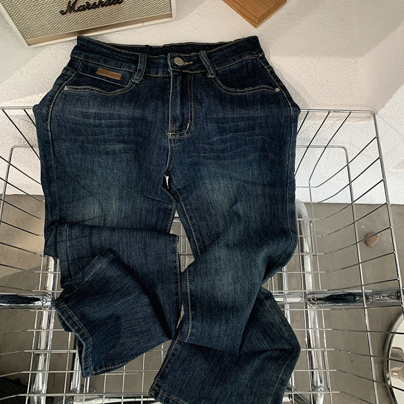 Jean droit style vintage, coupe slim