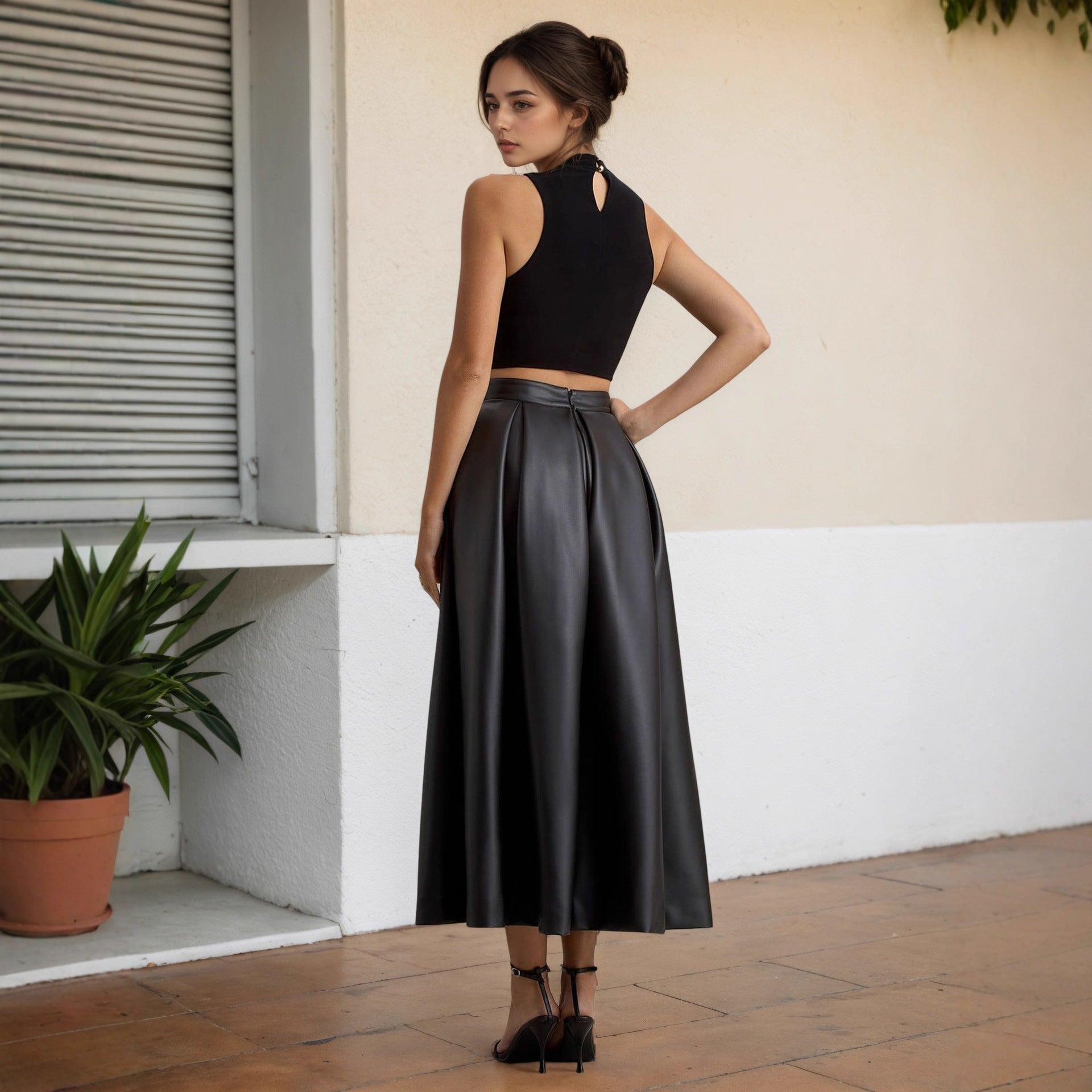 Jupe trapèze taille haute