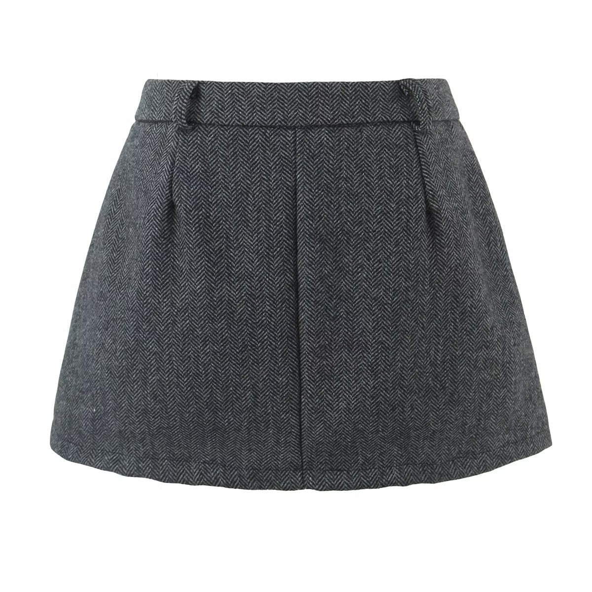 Jupe plissée à chevrons en laine mélangée