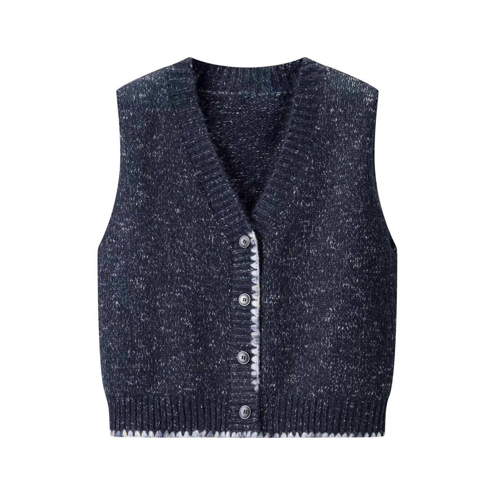 Gilet simple à col en V ample sans manches avec boucle