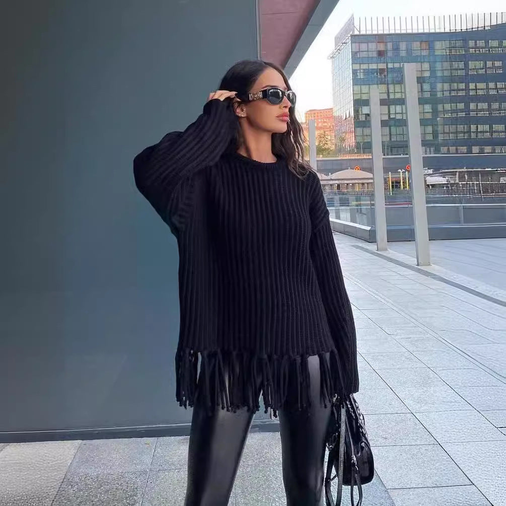 pull à pompons, manches longues.