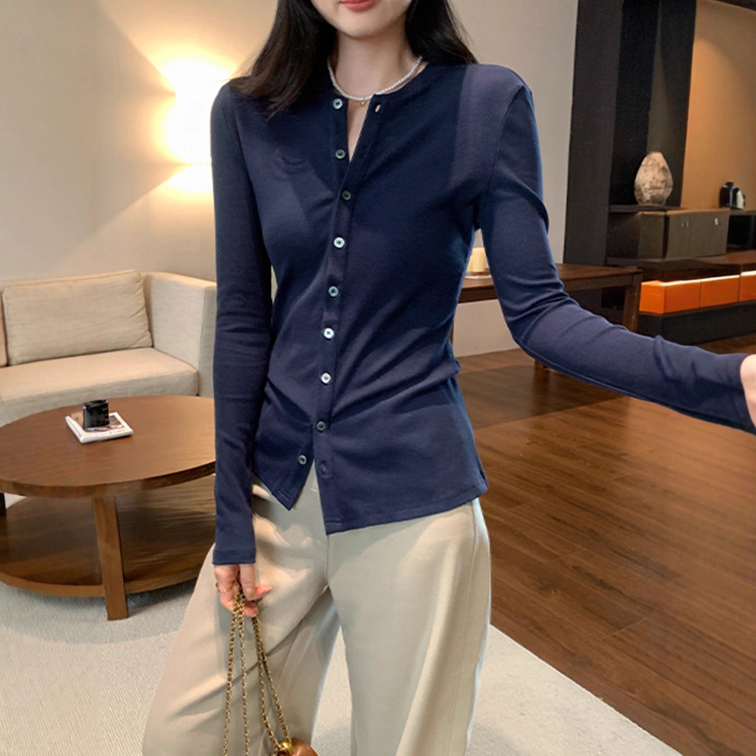 T-shirt à manches longues boutonné Pure Desire