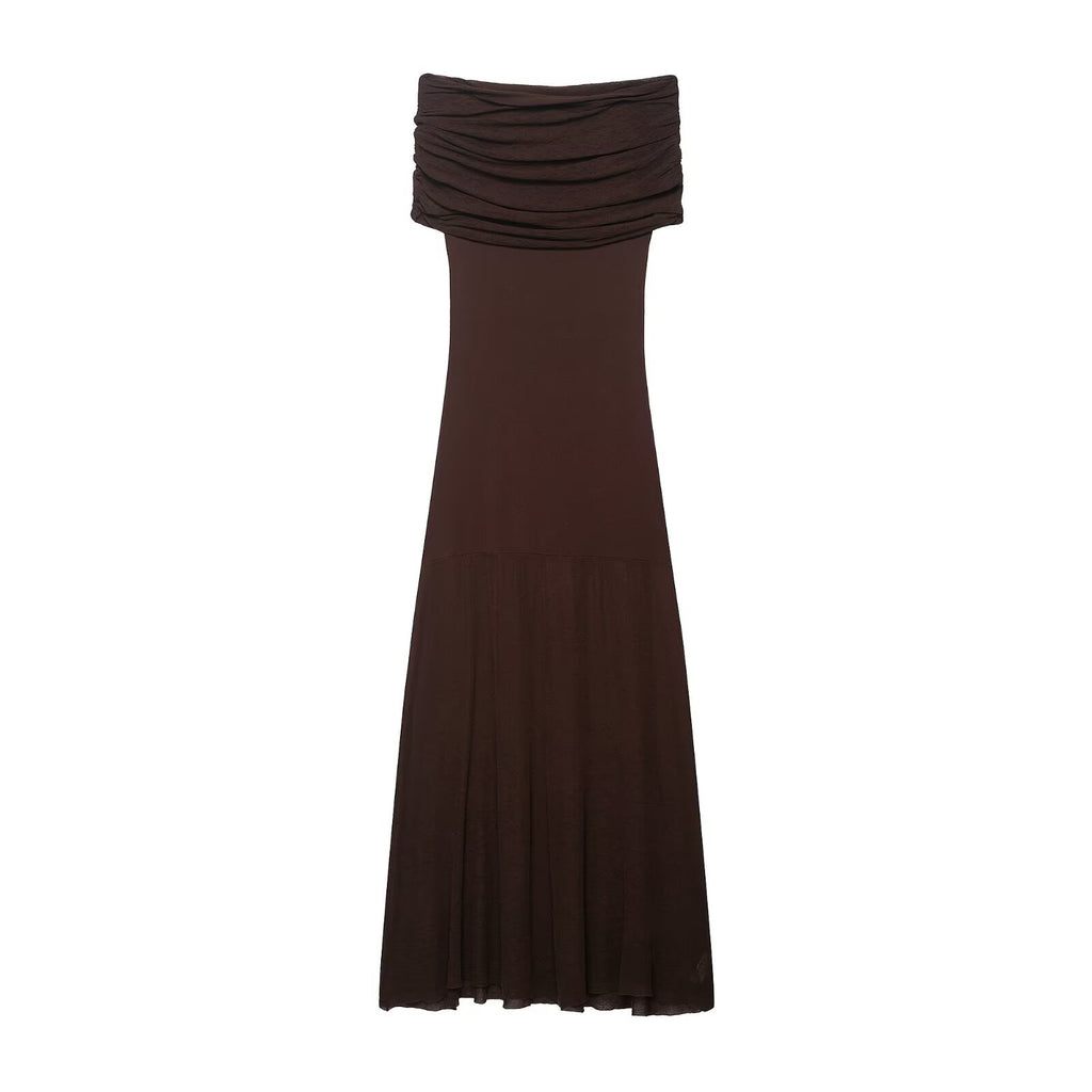 Robe en maille asymétrique à épaule dénudées, nouvelle collection