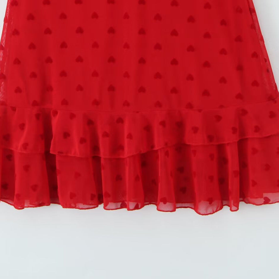 Robe sexy rétro à bretelles volantées et col bas