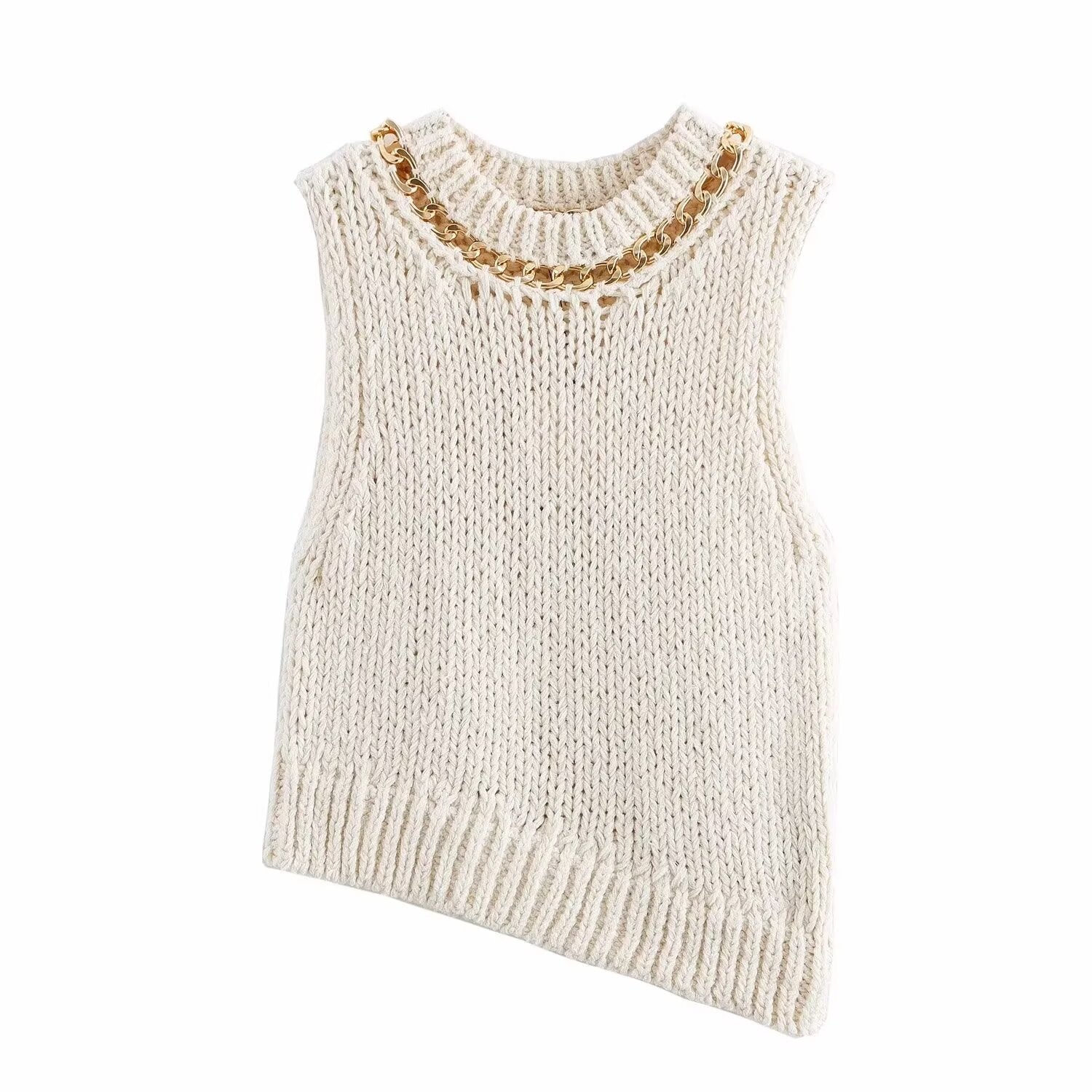 Gilet sans manches  asymétrique à chaînette